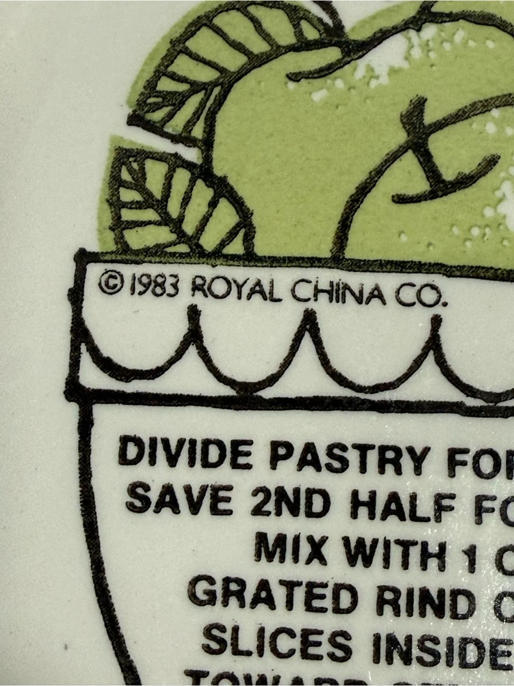 Vintage 1983 Royal China Apple Pie Recipe Plate Deep Dish